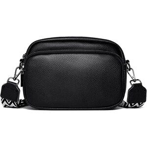 Women Crossbody Bag PU Leather Small Purse with Wide Adjustable Strap